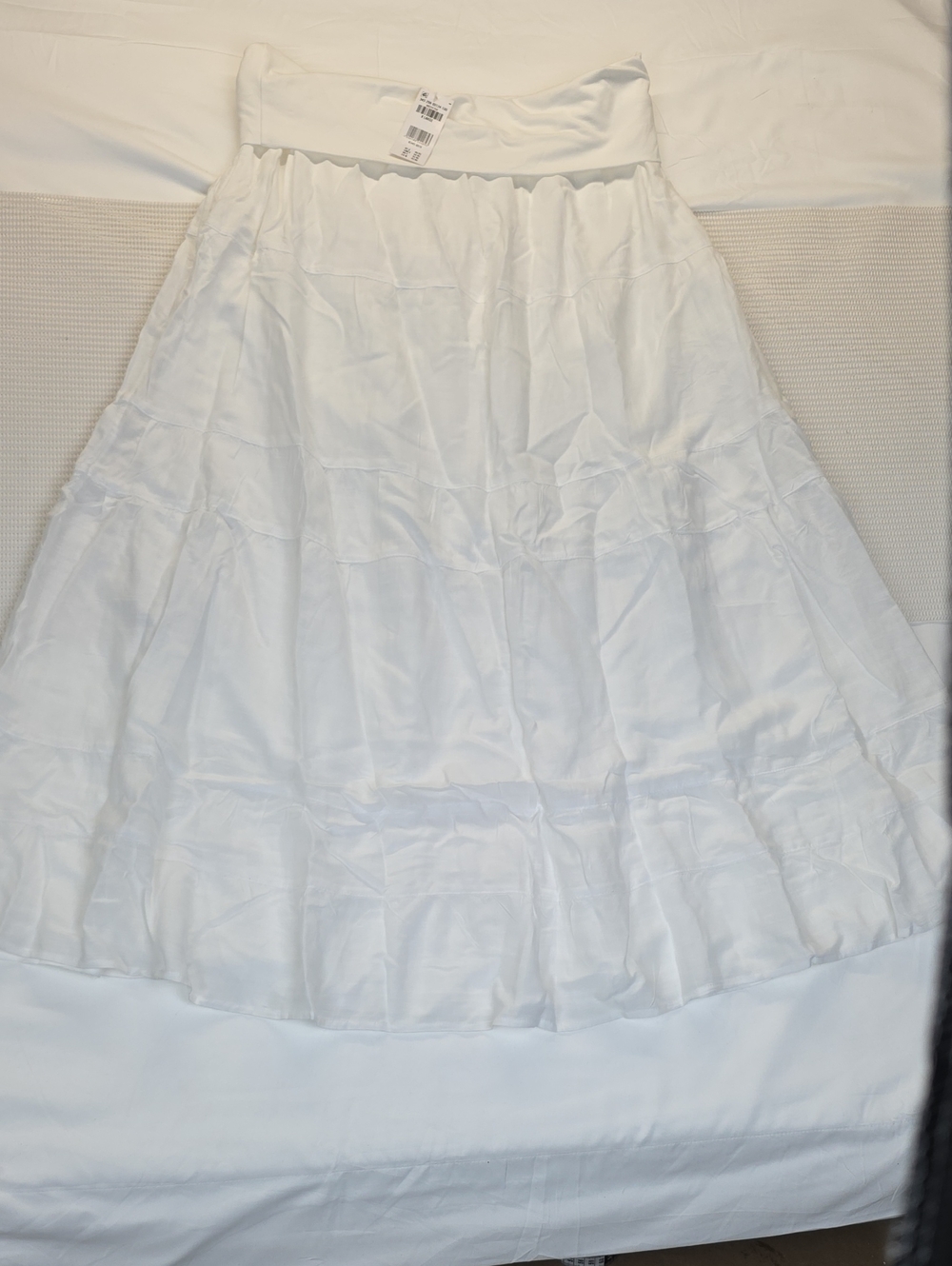 Women’s White Tiered Maxi Skirt -  Flowy Summer Skirt XL